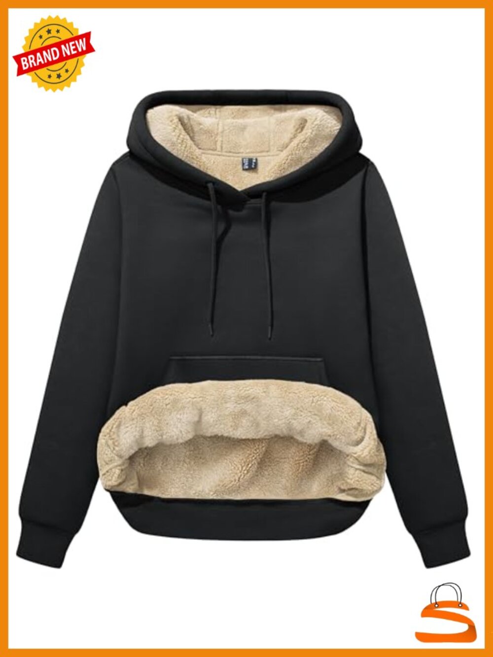 Sherpa Fleece Lined Hoodie Pullover Drawstring Kangaroo Pocket